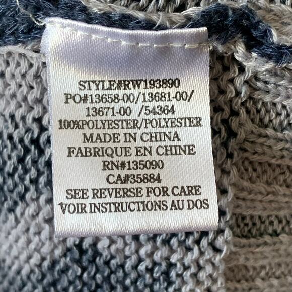 Rag Poets V-Neck Sweater Navy Blue and Gray Animal Print Size Large - Picture 10 of 13